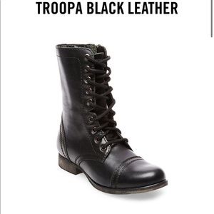 Steve Madden Troopa Black Leather Boots